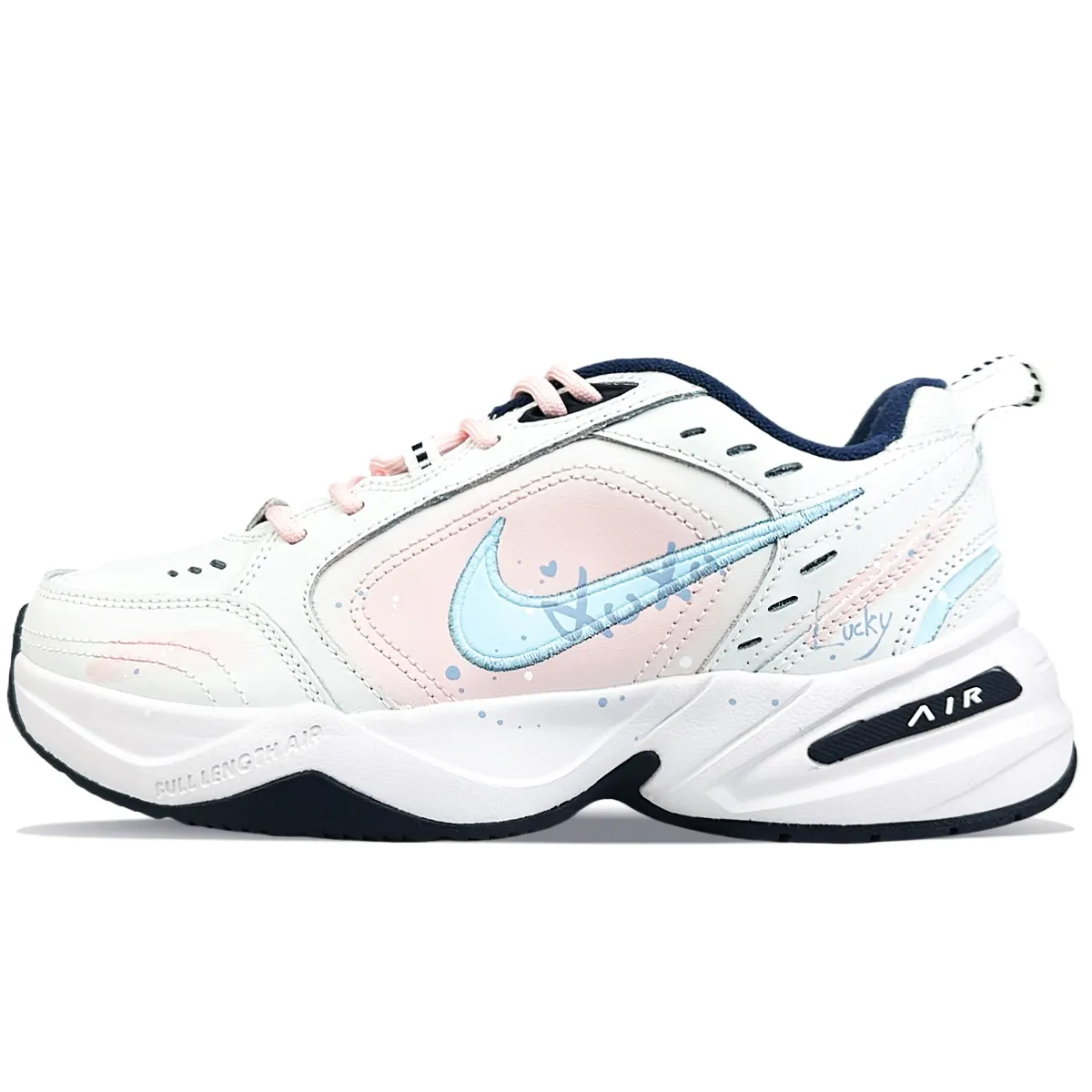 Nike Air Monarch 4 White Peach Bubble Abrasion Resistant Slip Resistant Abrasion Resistant Slip Resistant Low top