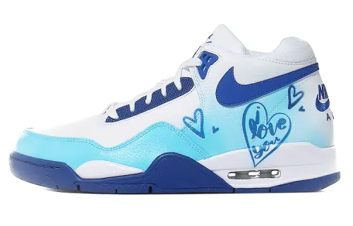 Nike Flight Legacy Mid top Vintage Basketball Shoes Men's White Blue