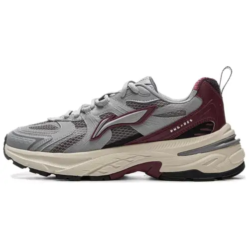 Li Ning Beichen 2K Slip Resistant Abrasion Resistant Low top Chunky Sneakers Men's Silver Red