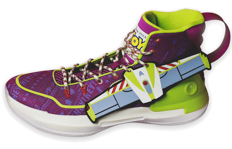Li Ning Toy Story Collection, Buzz Lightyear High top Basketball Shoes Men's Purple Green