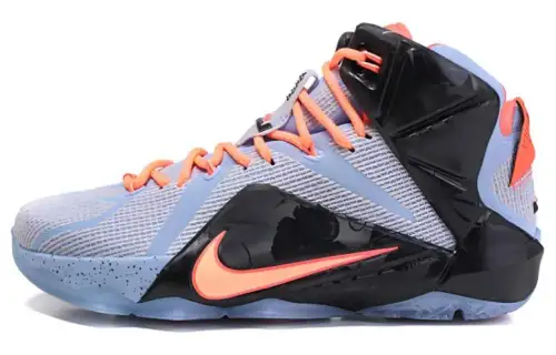 Nike Lebron 12 Easter Non slip Lightweight Mid top Performance Basketball Shoes Men's Black Purple