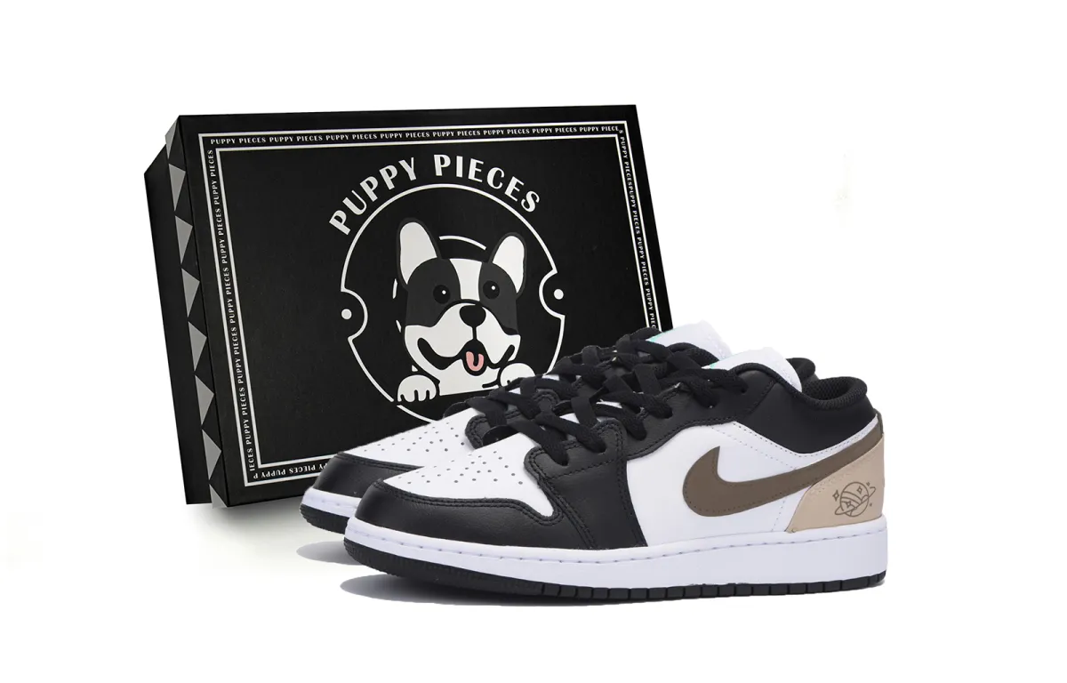 Jordan Air Jordan 1 Slip Resistant Abrasion Resistant Low top Vintage Basketball Shoes Men's Black Brown
