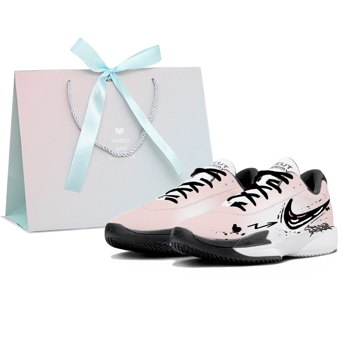 Nike Air Zoom G.T. Cut Academy Cushioning Slip Resistant Abrasion Resistant Low top Basketball Shoes Unisex Pink