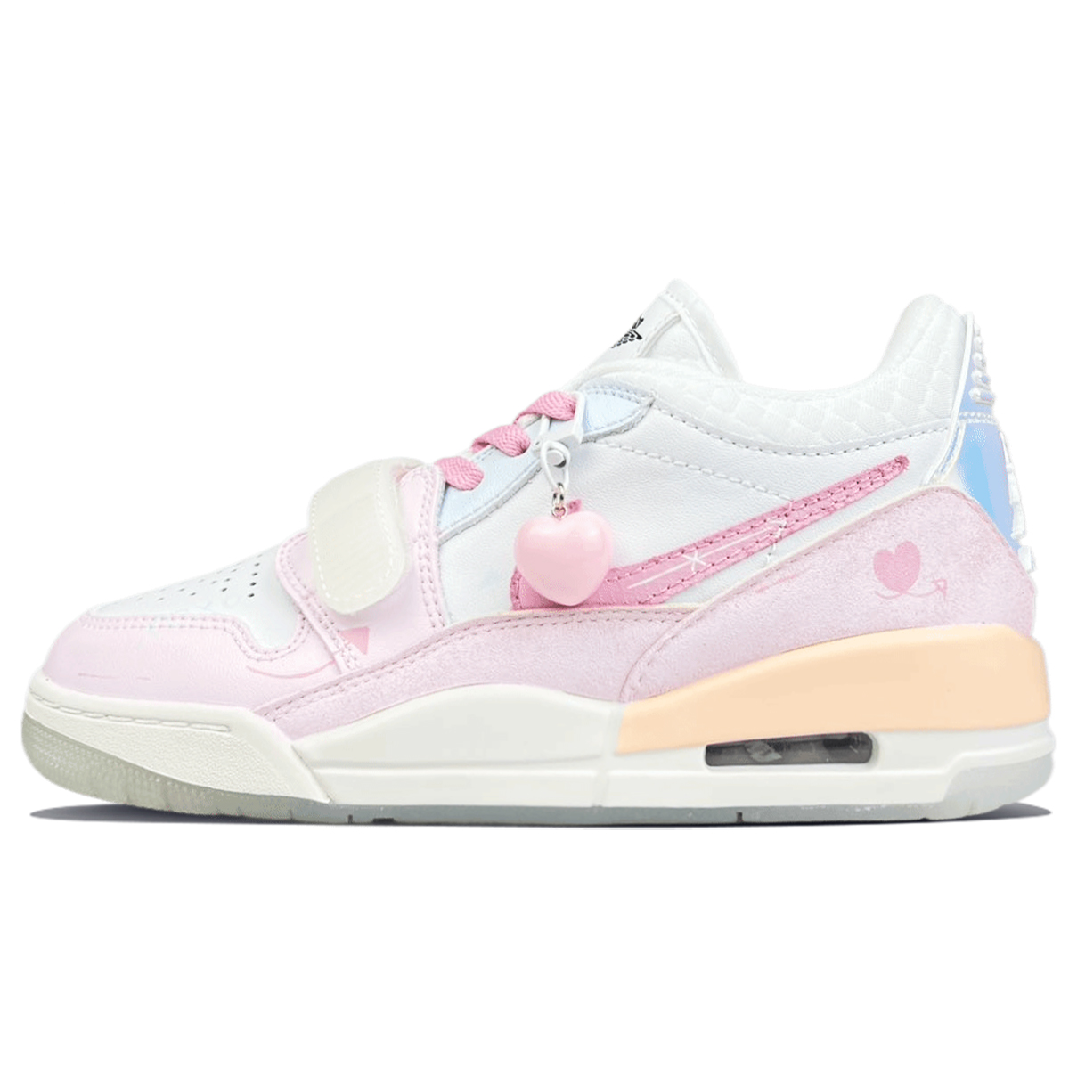 Jordan Legacy 312 Slip Resistant Abrasion Resistant Mid top Vintage Basketball Shoes Unisex Pink Blue White