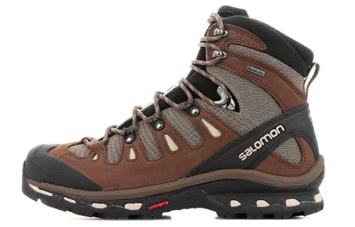 SALOMON Quest 4d 2 GTX Fabric Abrasion Resistant High top Mountaineering Hiking Shoes Men's Gray Brown