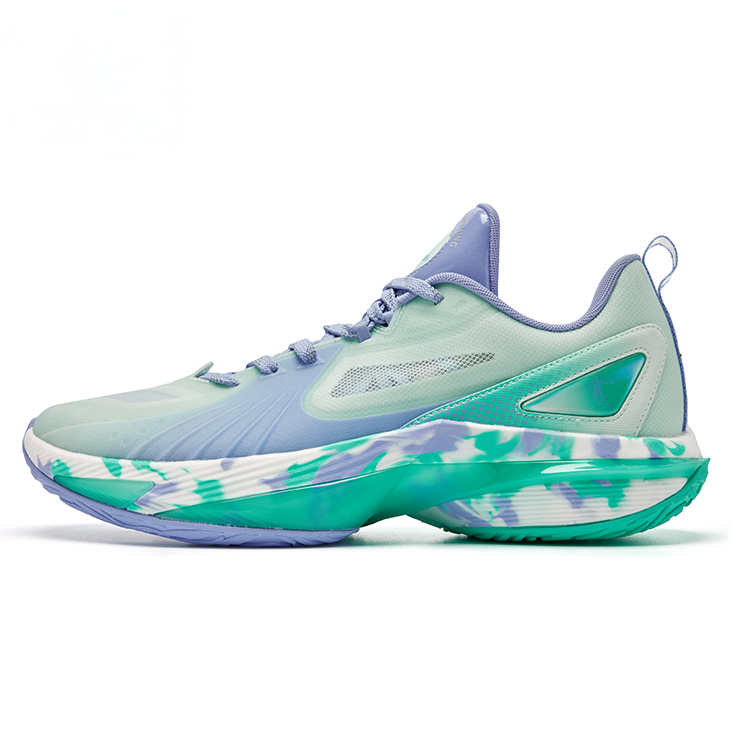 QIAODAN Anti Slip Wear Resistant Low Top Basketball Shoes Men’s Purple Green