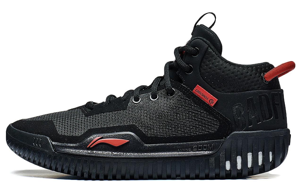Li Ning Badfive 3 Slip Resistant Abrasion Resistant Mid top Basketball Shoes Men’s Black