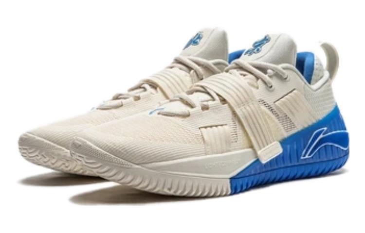Li Ning Fury Textile, TPU Slip Resistant Abrasion Resistant Low top Basketball Shoes Men’s White Blue