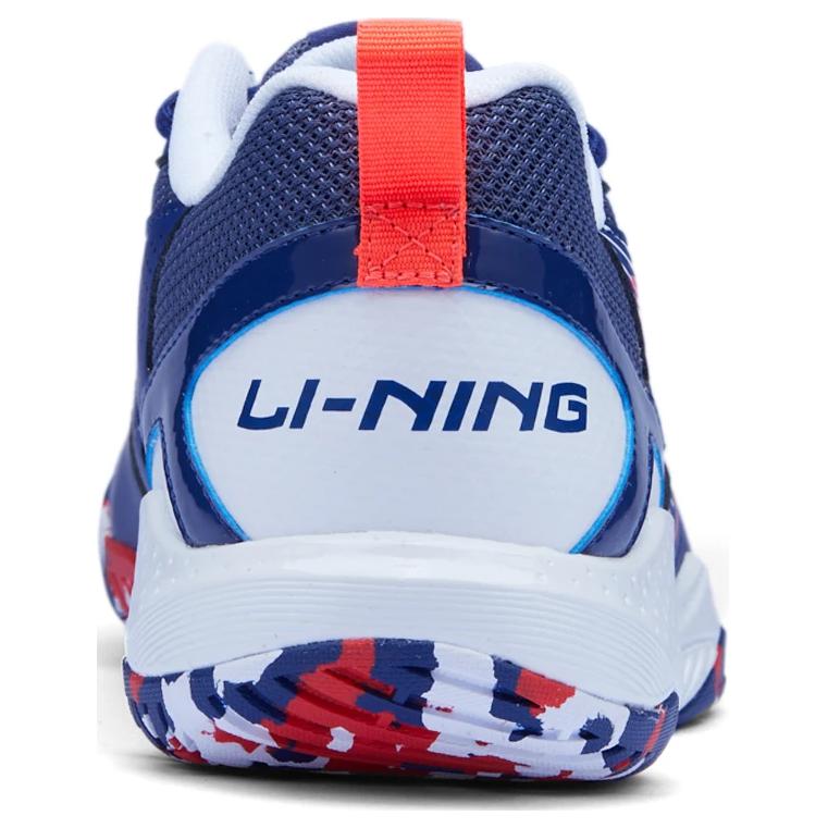 Li Ning Comfortable And Trendy Slip Resistant, Abrasion Resistant, Breathable Low top Badminton Shoes Unisex Blue Red