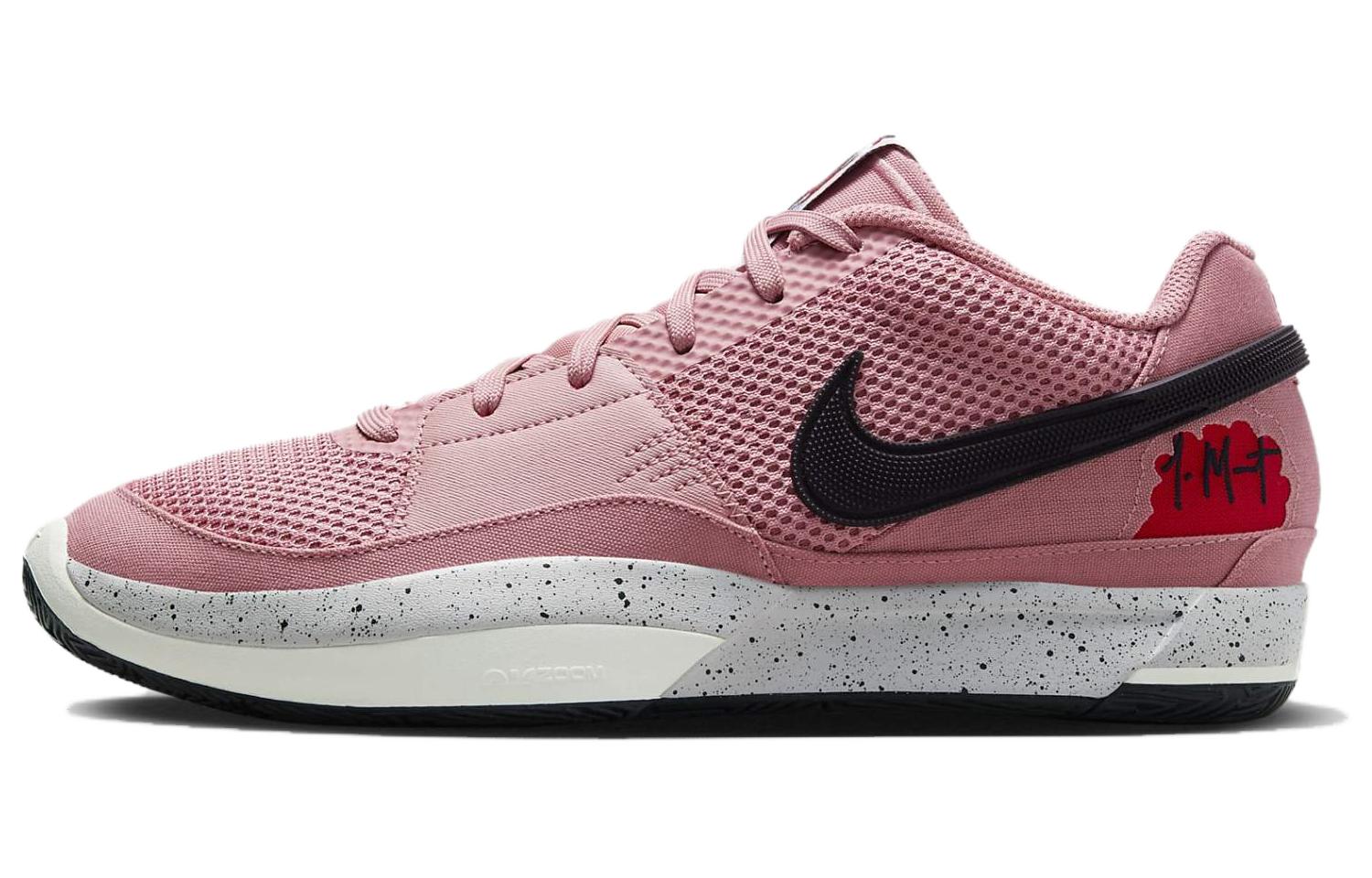 Nike Ja 1 Morant generation \"Bite\" round toe lace-up low-top basketball shoes men's red black and white foreign version