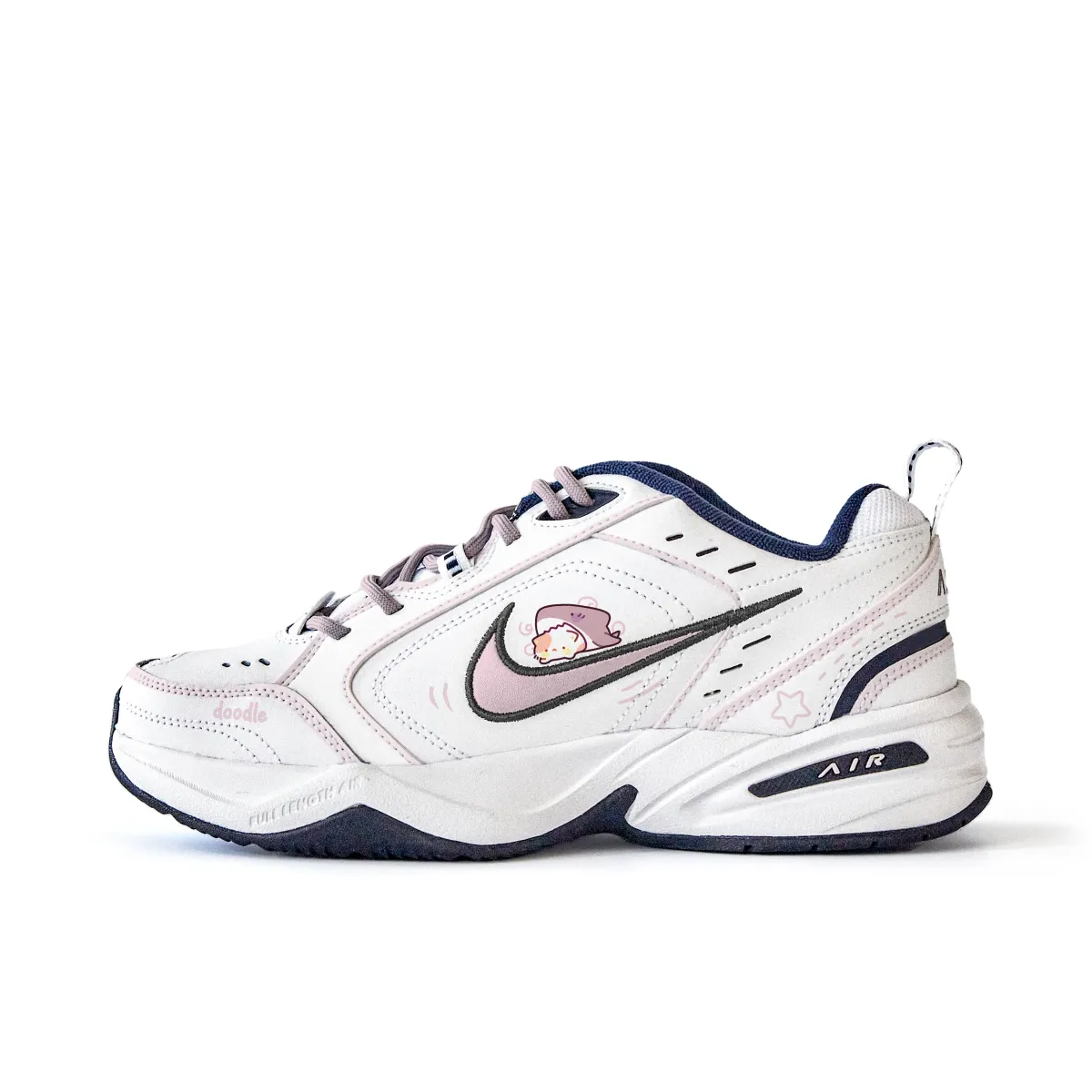 Nike Air Monarch 4 Slip Resistant Abrasion Resistant Low top Chunky Sneakers Unisex White Pink