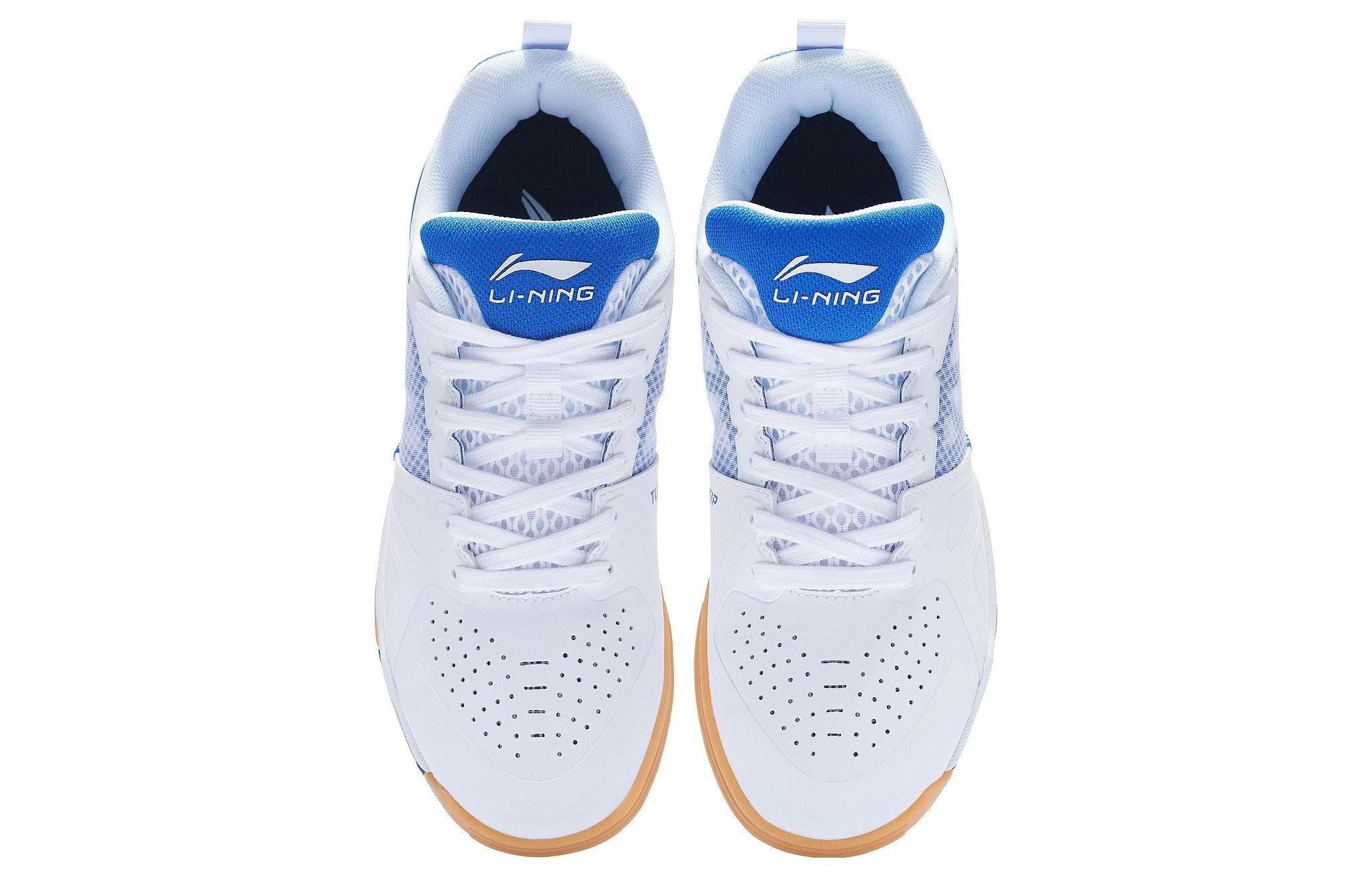 Li Ning Slip Resistant Abrasion Resistant Breathable Low top Table Tennis Shoes Men’s White Blue