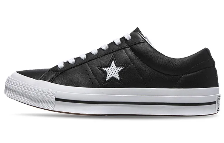 Converse One Star Low Leather Black White
