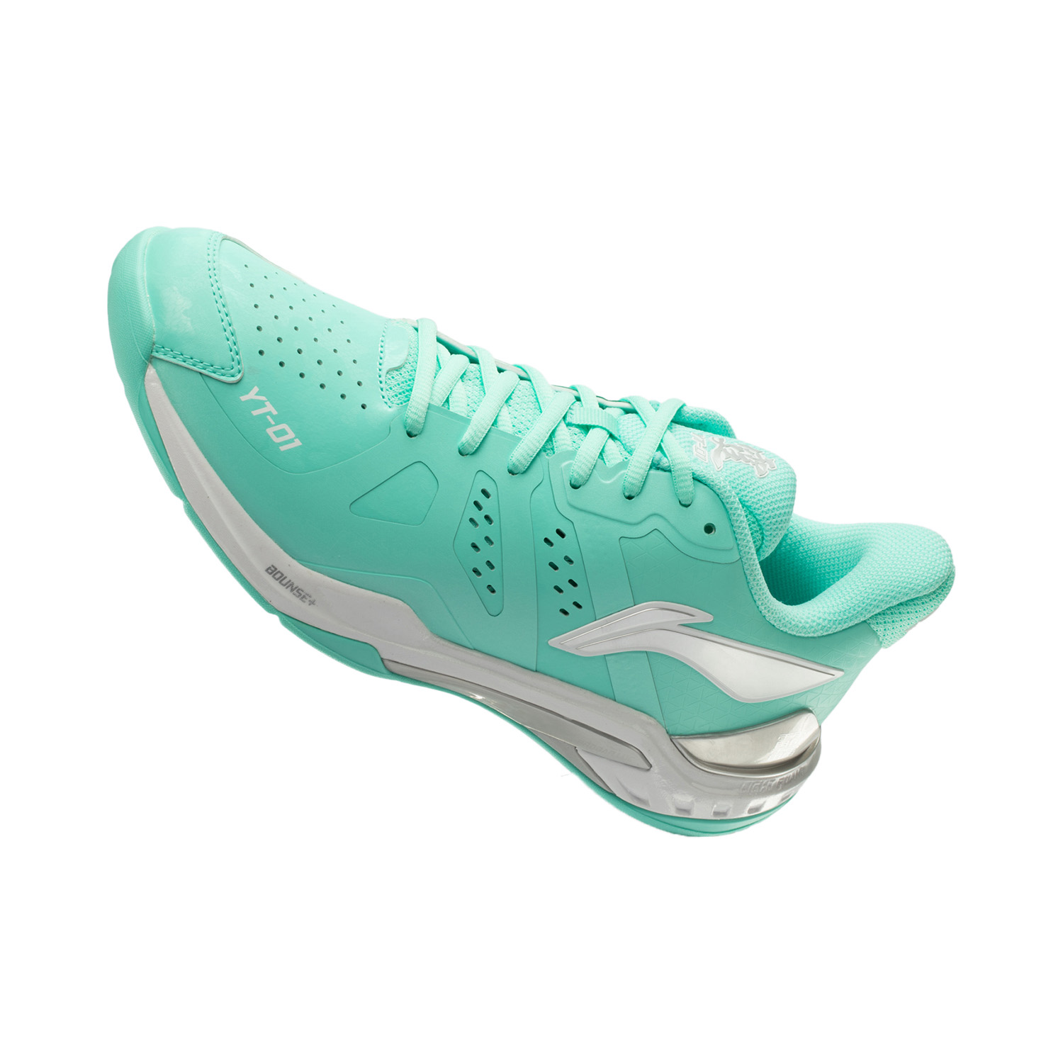 Li Ning Rubber Slip Resistant And Abrasion Resistant Coverage Low top Badminton Shoes Unisex Fluorescent Ice Cyan