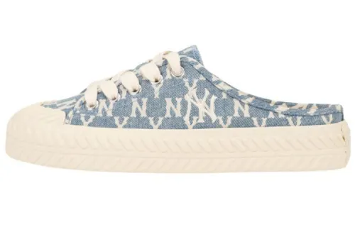 MLB Playball Mule Mono Denim Lace Up Slip Resistant Abrasion Resistant Low top Canvas Shoes Unisex Blue