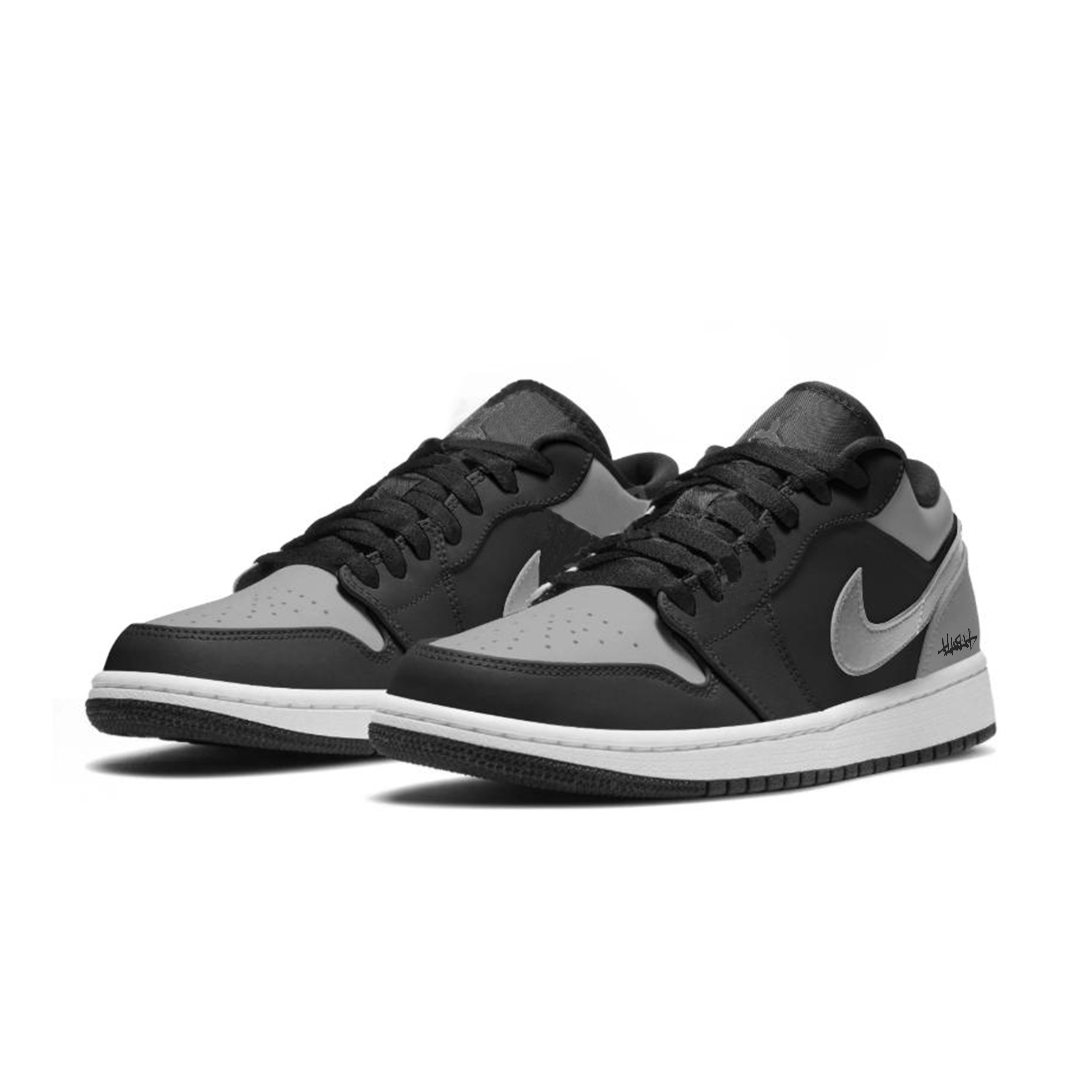 Jordan Air Jordan 1 Black Gray Prologue Abrasion Resistant Low top Vintage Basketball Shoes Unisex Black White Gray