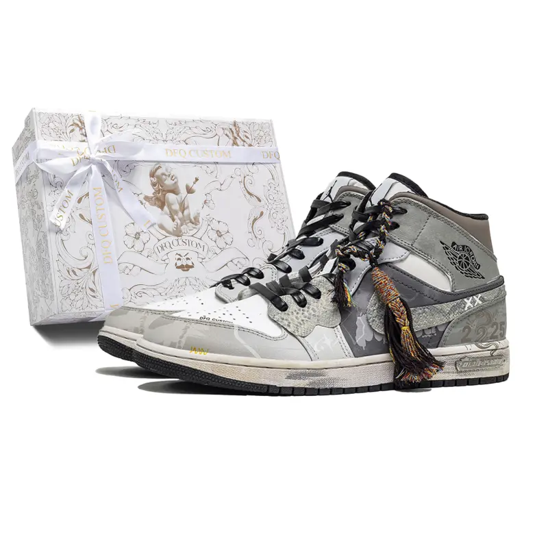 Jordan Air Jordan 1 Da Vinci Custom, Shopping Bag, Wasteland Trail Abrasion Resistant Breathable