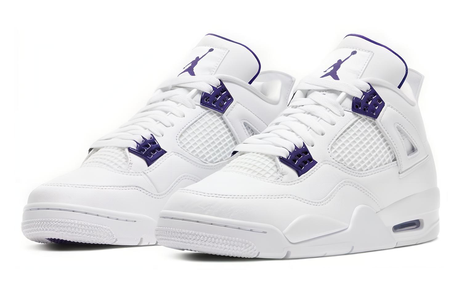 Кроссовки Jordan Air Jordan 4 Retro Purple Metallic (бело-фиолетовые) — Белый / фиолетовый — фото 3