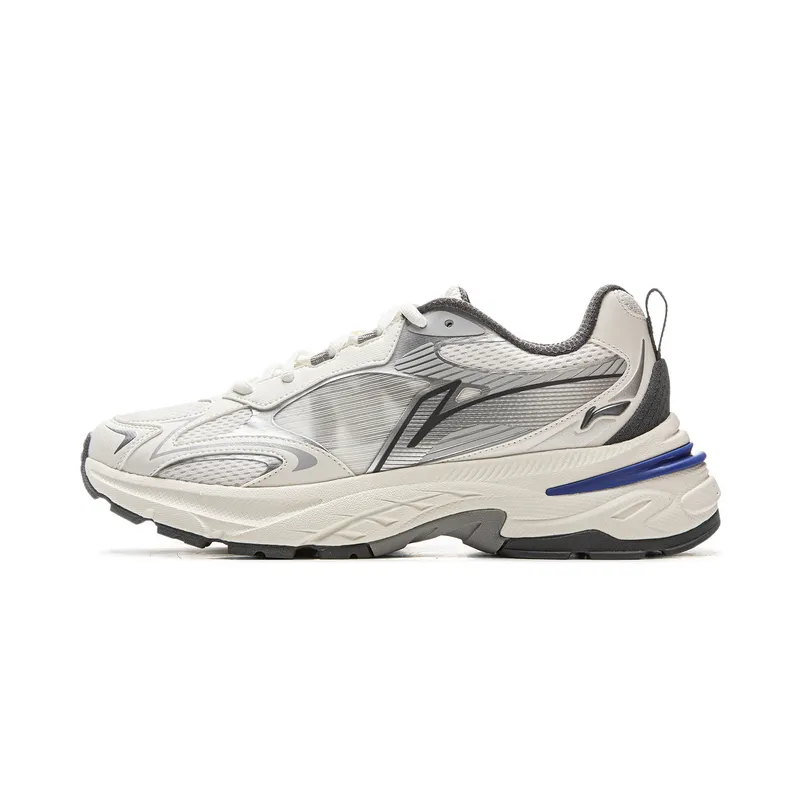 Li Ning Cushioning Slip Resistant Abrasion Resistant Support Low top Chunky Sneakers Men's White Silver