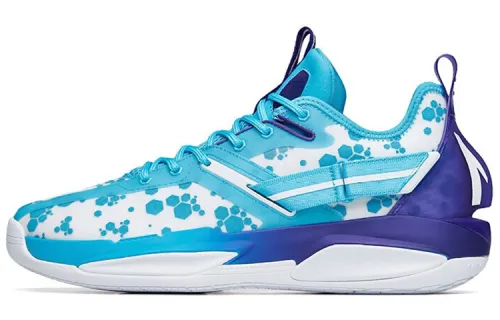 Anta GH3 Hayward Nitrogen Technology Fabric Synthetic Leather TPU Shock Absorbing Anti-Slip Wear Resistant Wrapping Support High Top/A-Flashedge Basketball Shoes Men's White Blue Purple