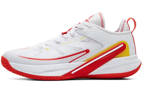 Peak volleyball shoes, shock-absorbing, wear-resistant, breathable, non-slip, low-top training shoes, women's model, large white and Peak red