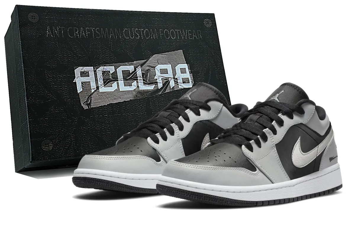 Jordan Air Jordan 1 Abrasion Resistant Low top Vintage Basketball Shoes Unisex Shadow Gray