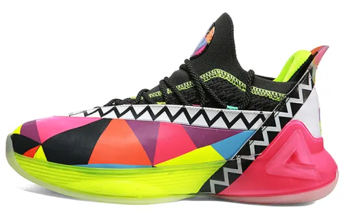 Peak Parker 7th Generation Extremely Comfortable and Versatile Leather Shock Absorbing, Non-Slip and Wear-Resistant Mid-top Basketball Shoes Men's Rainbow Color