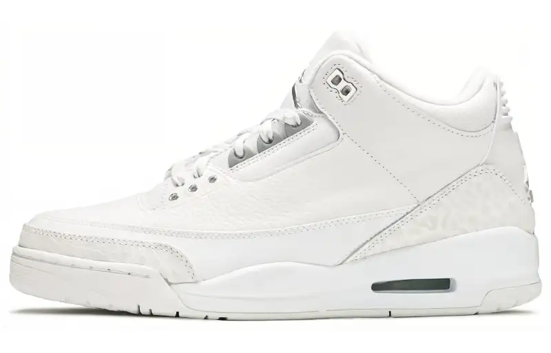 Jordan Air Jordan 3 Retro Pure Money Crackle Mid top Vintage Basketball Shoes Men's White Cement