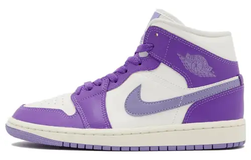 Jordan Air Jordan 1 Mid 'Purple Lilac Sail' Abrasion Resistant Breathable High top Vintage Basketball Shoes Men's
