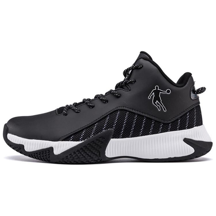 QIAODAN Cushioning Slip Resistant Low top Basketball Shoes Men’s Black White