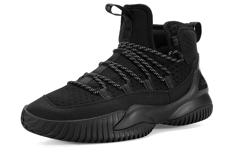 PEAK Textile, TPU Cushioning Slip Resistant Abrasion Resistant Mid top Basketball Shoes Men’s Black