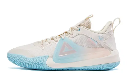 PEAK Cushioning Breathable Low top Basketball Shoes Men's Beige Blue