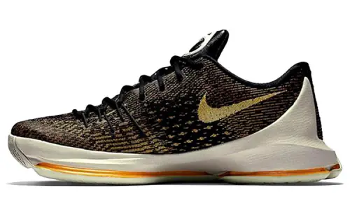 Nike KD 8 EP Durant, comfortable flat heel, shock-absorbing, non-slip, wear-resistant and lightweight, low-top practical basketball shoes, men's black gold, domestic version