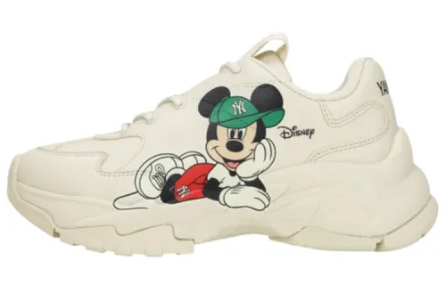 MLB Big Ball Chunky Comfortable Slip Resistant Abrasion Resistant Low top Chunky Sneakers Unisex Ecru