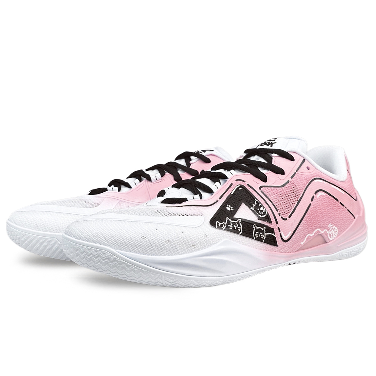 PEAK Slip Resistant Abrasion Resistant Low top Basketball Shoes Men’s White Pink