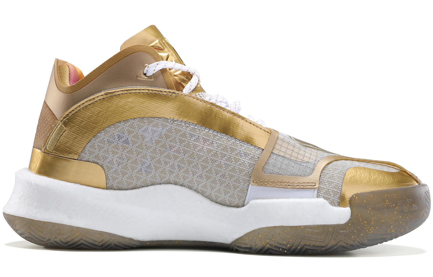 PEAK State Extremely Large Triangle 1.0 Basketball Shoes Men’s Mid Top Gold/White