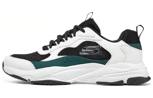 Skechers D'Lites 1.0 Textile, Synthetic Leather Low top Chunky Sneakers Men's White Green