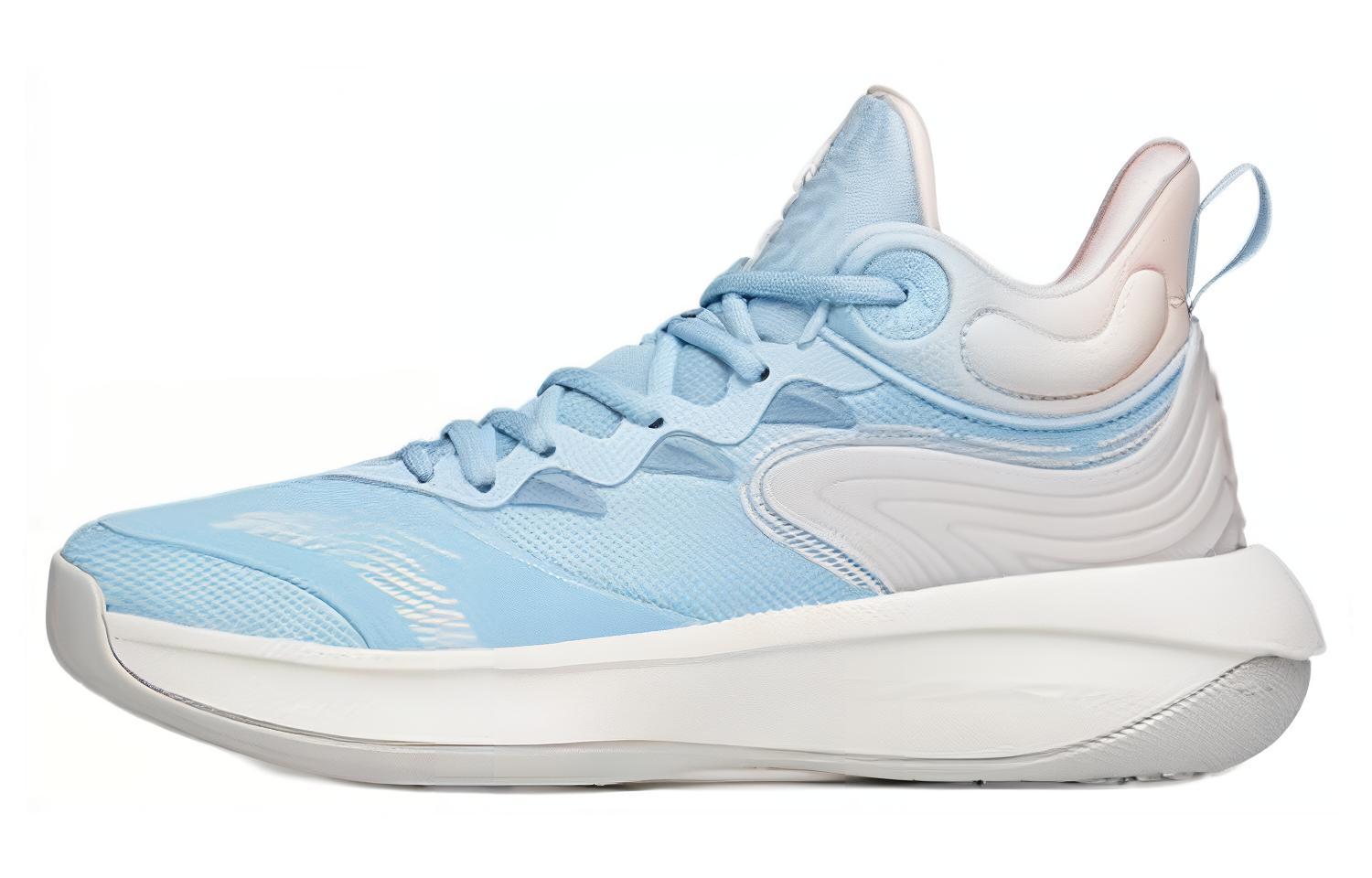 Anta Tiger Roar Cushioning Slip Resistant Abrasion Resistant Coverage Mid top Basketball Shoes Men's Blue