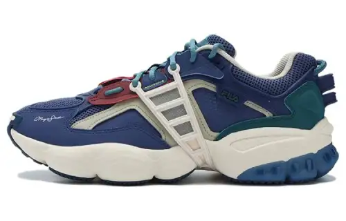 Magic Stick x FILA LADDER Ms Textile, Synthetic Leather Low top Chunky Sneakers Men's Sea Blue