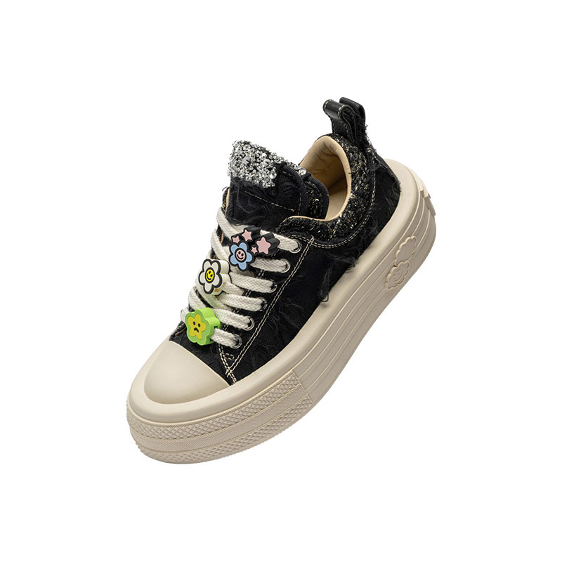 Foreshadow 'Double Uni' Sneaker Platform Low top Skateboard Shoes Women's Black
