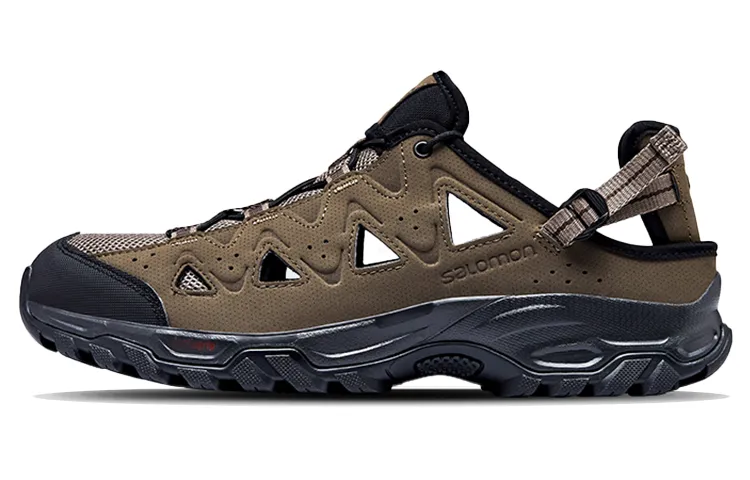 SALOMON ALHAMA Breathable Grip Support Abrasion Resistant Lightweight River Trekking Shoes Men's Dark Coffee