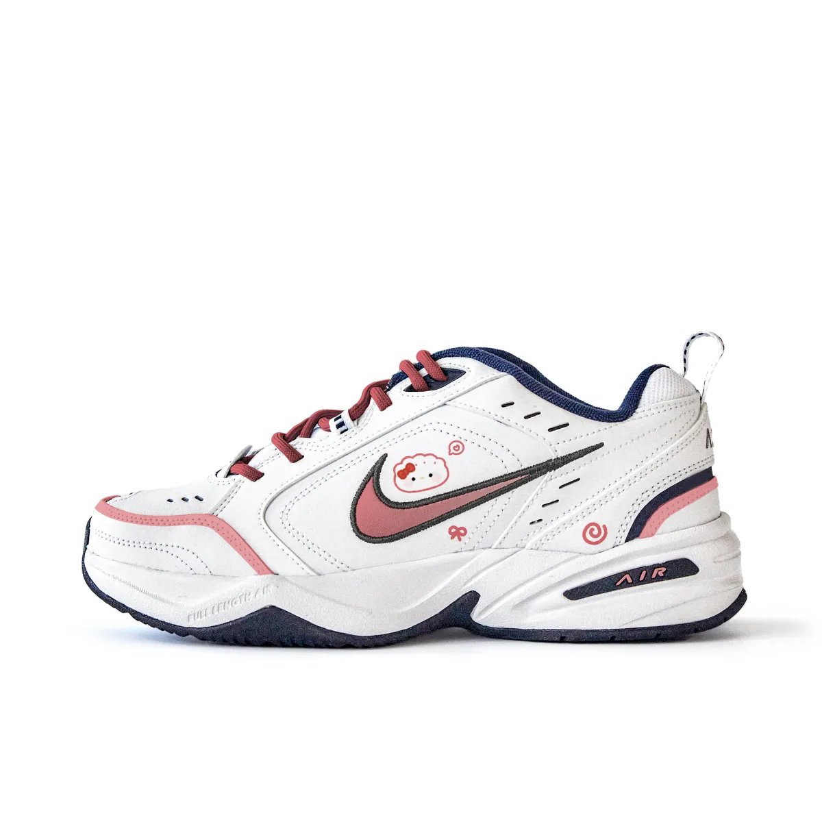 Nike Air Monarch 4 Slip Resistant Abrasion Resistant Low top Chunky Sneakers Unisex White Red