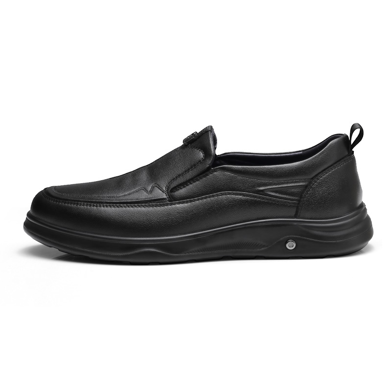 Qiangren 3515 breathable business shoes, comfortable soft sole shoes, casual leather shoes, men's black