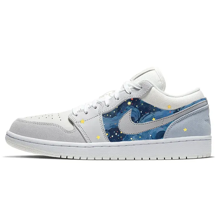 Jordan Air Jordan 1 Slip Resistant Abrasion Resistant Low top Vintage Basketball Shoes Unisex White Gray