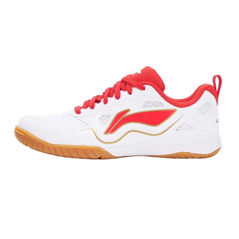 Li Ning Slip Resistant, Abrasion Resistant, Breathable Training Scenario Low top Table Tennis Shoes Unisex White Red