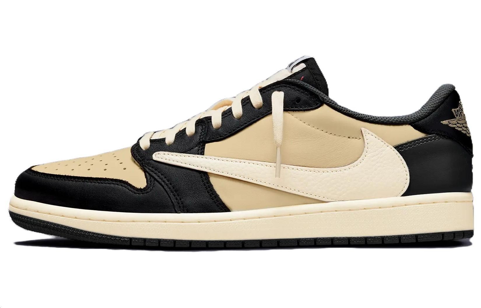 Travis Scott X Jordan Air Jordan 1 Vintage Basketball Shoes Men's Low Top Beige Black