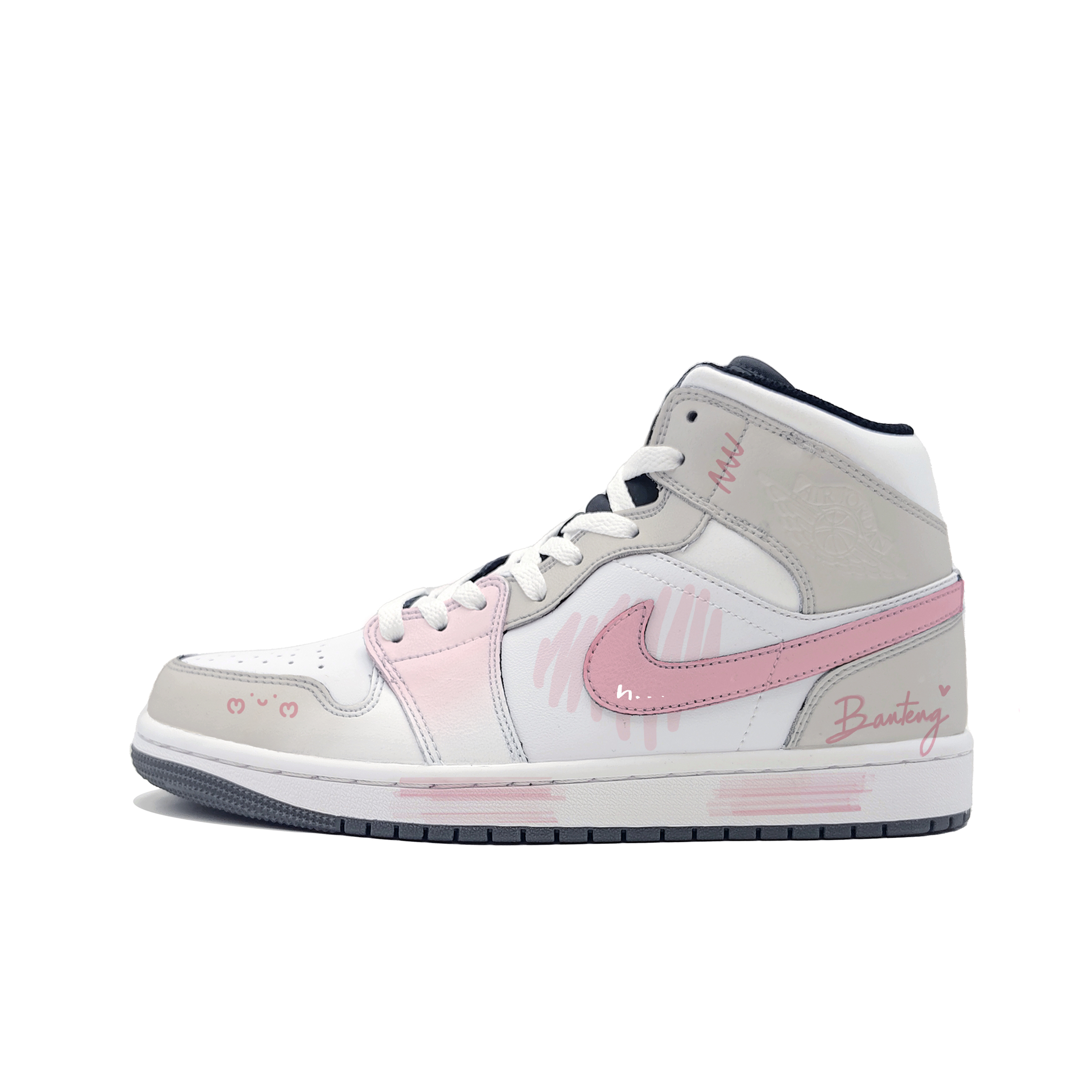 Jordan Air Jordan 1 Sweet Pink Love Trace Abrasion Resistant Vintage Basketball Shoes Unisex Light Coffee Pink