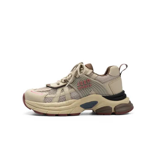 JEEP SPIRIT Textile, Synthetic Leather Cushioning Breathable Low top Chunky Sneakers Women's Beige Pink