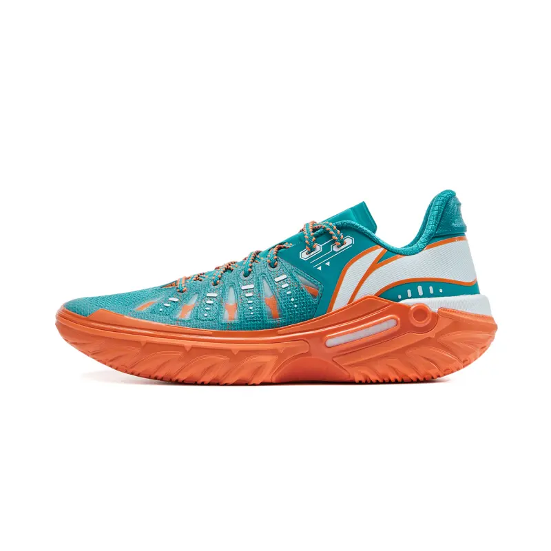 LiNing Jie Ao 2 Cushioning Anti Slip And Wear Resistant Rebound Low Top Outdoor Basketball Shoes Men's Cyan Orange