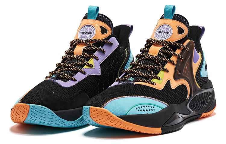 QIAODAN Textile, Synthetic Leather Cushioning Slip Resistant Abrasion Resistant Mid top Basketball Shoes Men’s